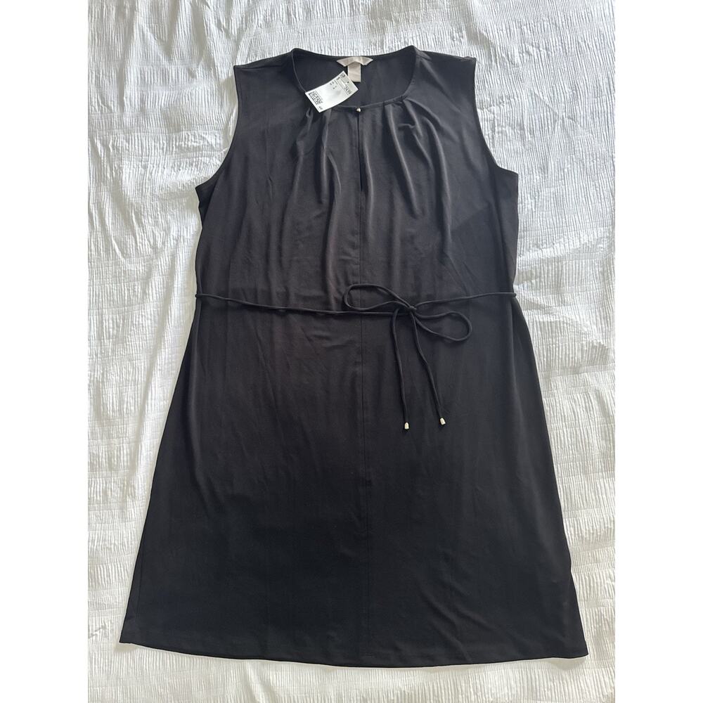 NWT H&M Little Black Dress Belt Career Work Summer Casual Slinky High Neck Large